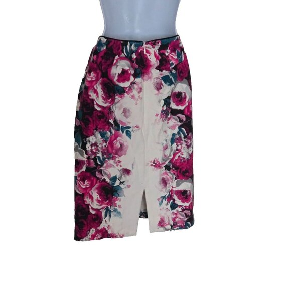 White House Black Market Floral Pencil Skirt Fully Lined multicolor Size 4 - Picture 2 of 6
